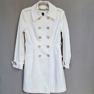 White House Black Market Fall Trench Rain Coat Longline Military Jacket XS